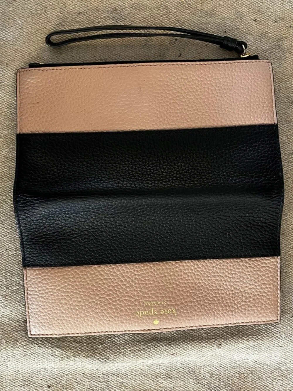 Kate Spade New York Lane Anika Blush/Black Pebbled Leather Shoulder Bag W/Wallet